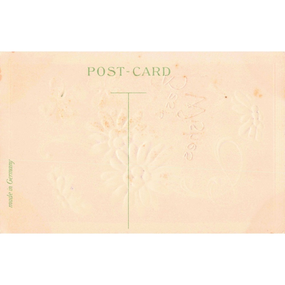 Vintage Best Wishes Embossed Postcard Daisies Four Leaf Clovers Made in Germany - Picture 2 of 2